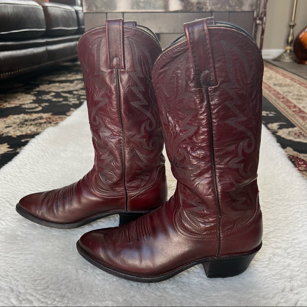 Dan Post Vintage Genuine Brown Leather Men’s Western Cowboy Boots size 9 D - Picture 3 of 11